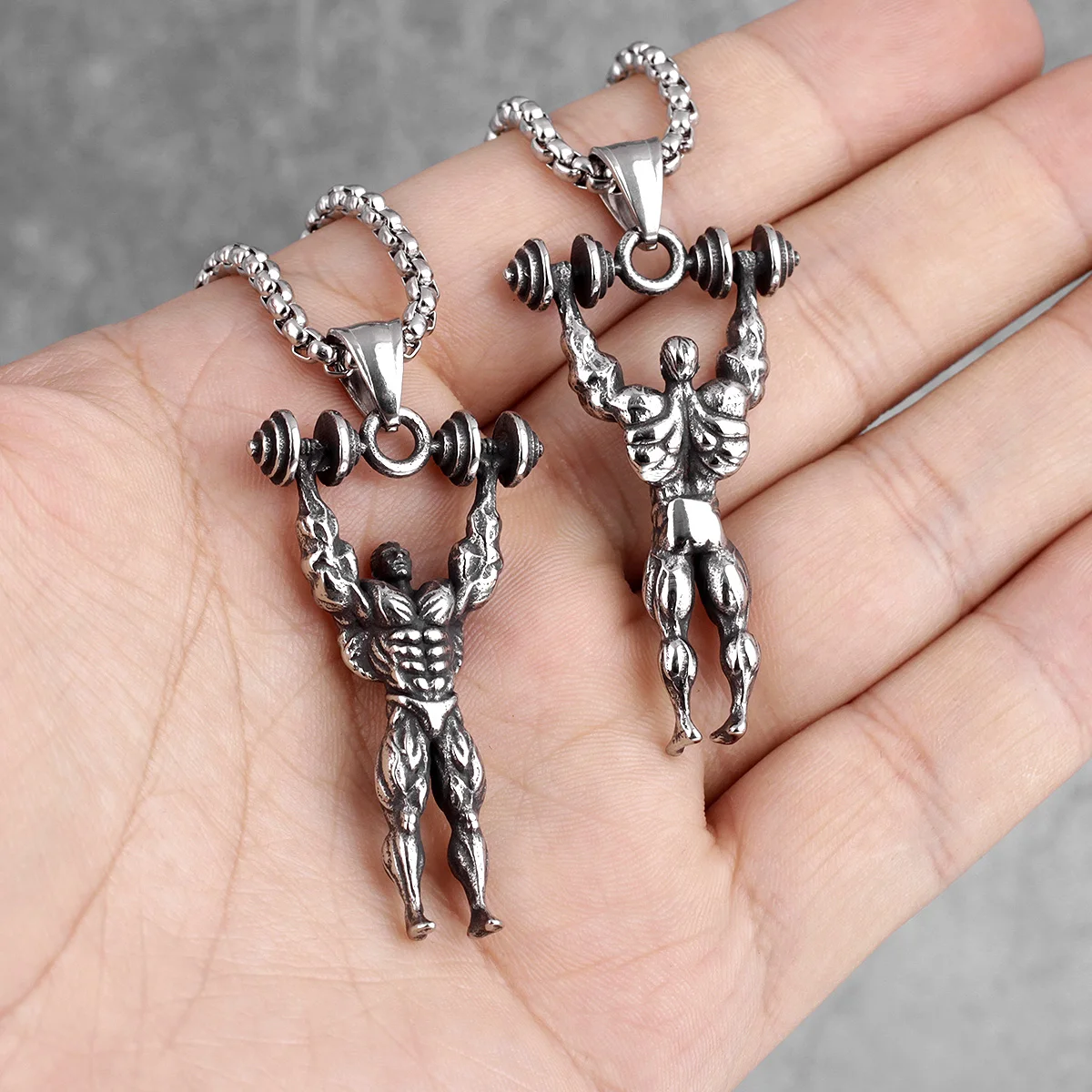 Dumbbells Bodybuilding Fitness Men Necklaces Pendant Chain for Boyfriend Male Stainless Steel Jewelry Creativity Gift Wholesale