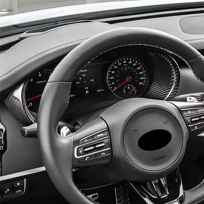 Well Dry Carbon Fiber Car Steering Wheel Speedometer Frame Interior Trim For KIA Stinger 2018 2019 2020-2023 LHD