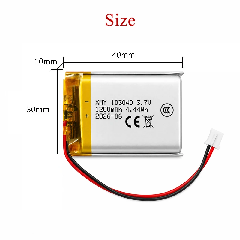 3.7V 103040 1200mAh Polymer Lithium Battery 100% High-quality Bateria for GPS Navigator PS4 Walkie-talkie Toys with PH2.0mm Plug