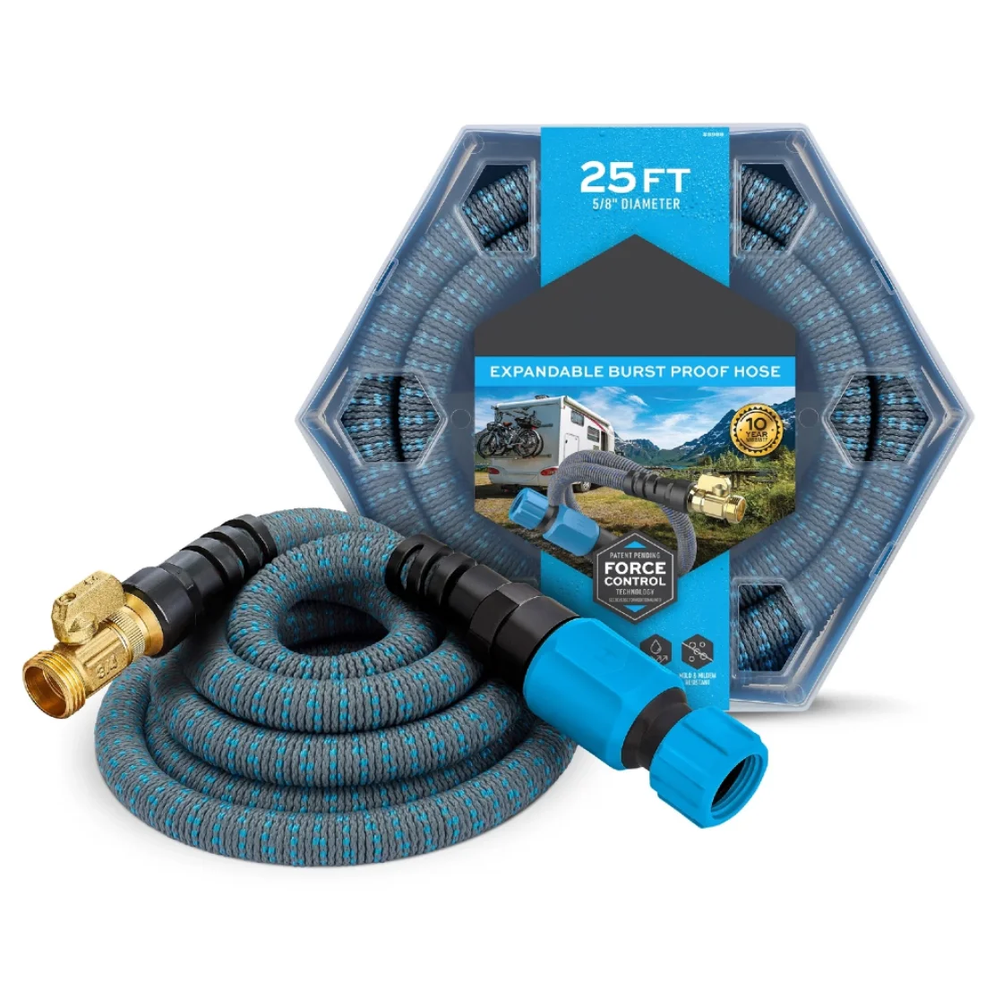 

5/8 in. Diameter x 25 ft. Expandable Garden Hose, Burst-Proof, Flexible and Lightweight Outdoor Watering Hose for Lawn, Garden, Plants, Patio, or Car Washing, Durable, Easy to Store, Portable, and Long-Lasting, Ideal for Home and Outdoor Irrigation