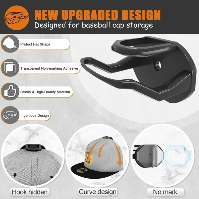 

1/4Pcs Space Saving Adhesive Hat Hooks for Wall Plastic Wall Mounted Removable Hat Rack No Drilling Baseball Caps Organizer