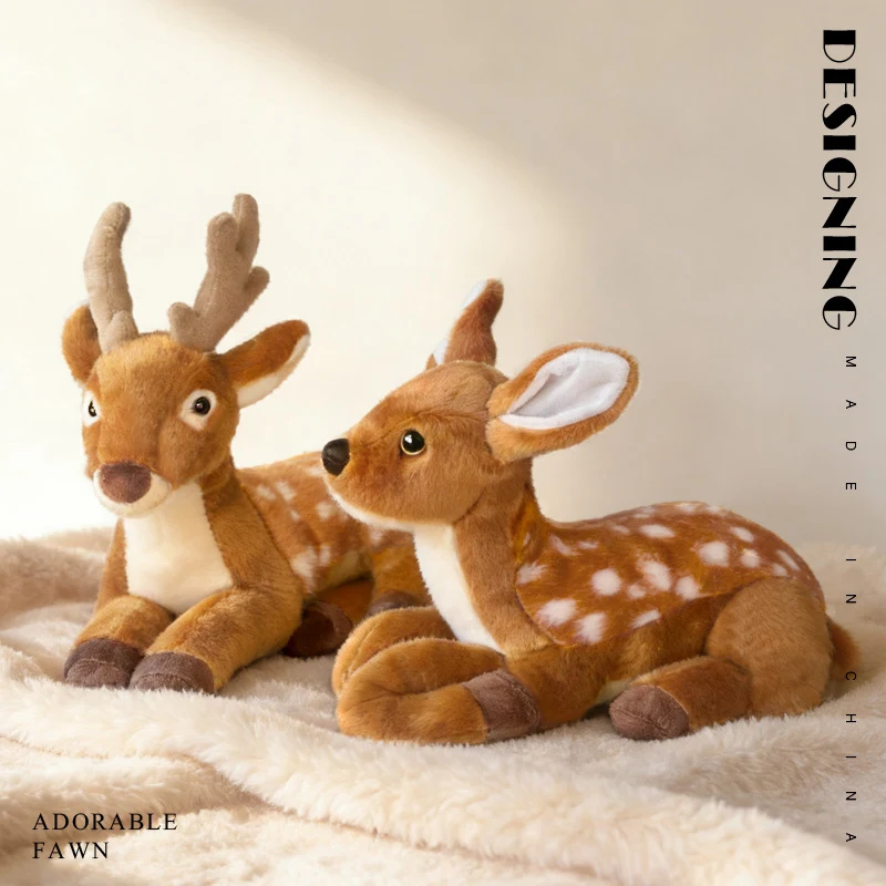 

25-30cm Simulation Wild Lifelike Sika Deer Plush Toy Realistic Stuffed Animal Deer Plushie Doll for Kid Birthday Gift Home Decor