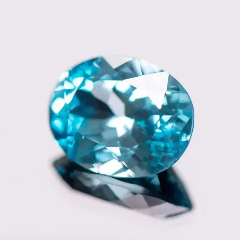 

L-Lab Grown Sapphire Aquamarine Color Oval Cut Top Quality Charm Gemstones for DIY Jewelry Gift Selectable Certificate