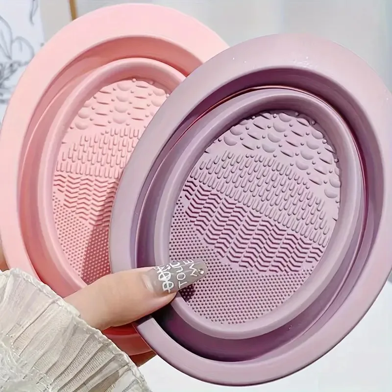 1 soft silicone makeup brush cleaning bowl - suitable for makeup brush cleaning, beauty egg cleaning. Essential cleaning tools