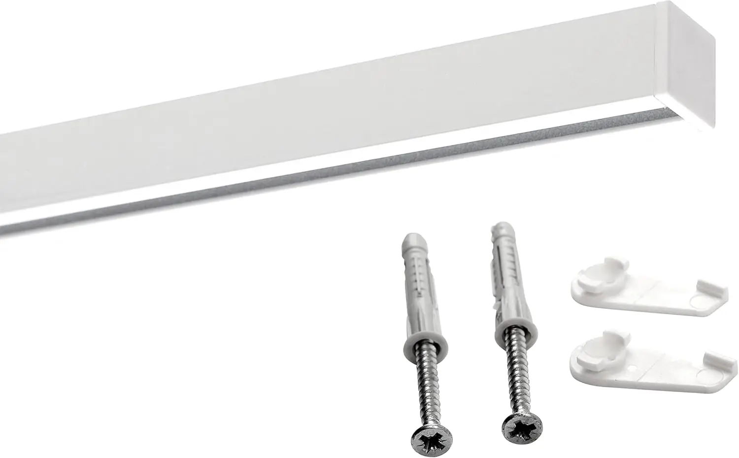 Riel para Cortinas a Medida, de Aluminio, con Riel Interior Cuadrado Plano, para Montaje en Techo