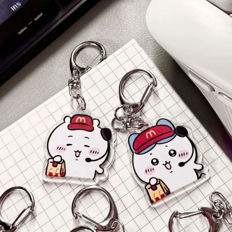 Delivery Person Hachiware Usagi - Acrylic Small Portable Keychain Small Pendant Cartoonish Cute Style Pendant.