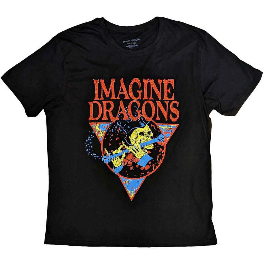 Men's Imagine Dragons Skeleton Flute T-shirt Medium Black