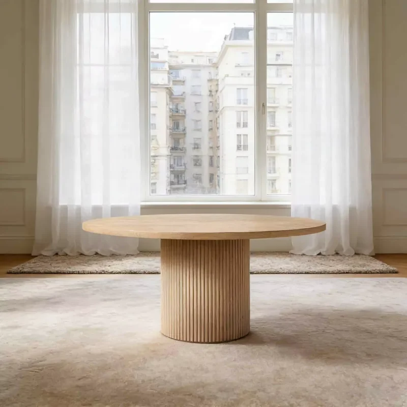 Modern Oak Round Dining Table for Staging