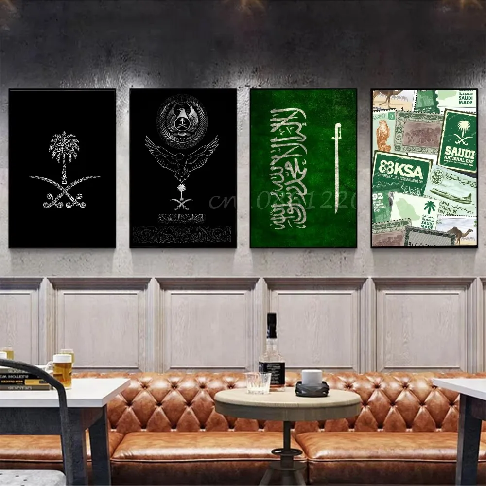 المملكة العربية السعودية العلم المشارك ذاتية اللصق الفن للماء ورقة ملصق مقهى بار غرفة جدار ديكور