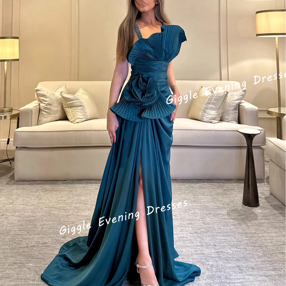 Giggle Chiffon Spaghetti Strap Prom Gown Saudi Arab Pretty Pleating Floor-Length Chic And Elegant Evening Dress For Women 2024