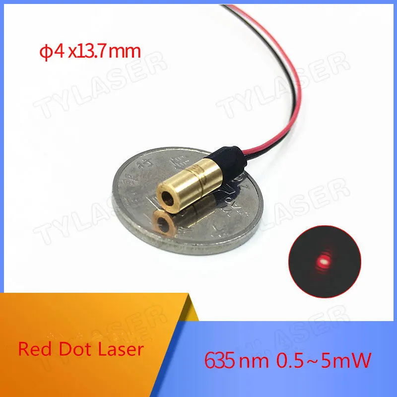 

PMMA / Glass D4X13.7mm Mini Size 635nm 0.5mW 1mW 5mW Red Dot Laser Module Sight Copper Head Industrial Grade APC Driver Class I