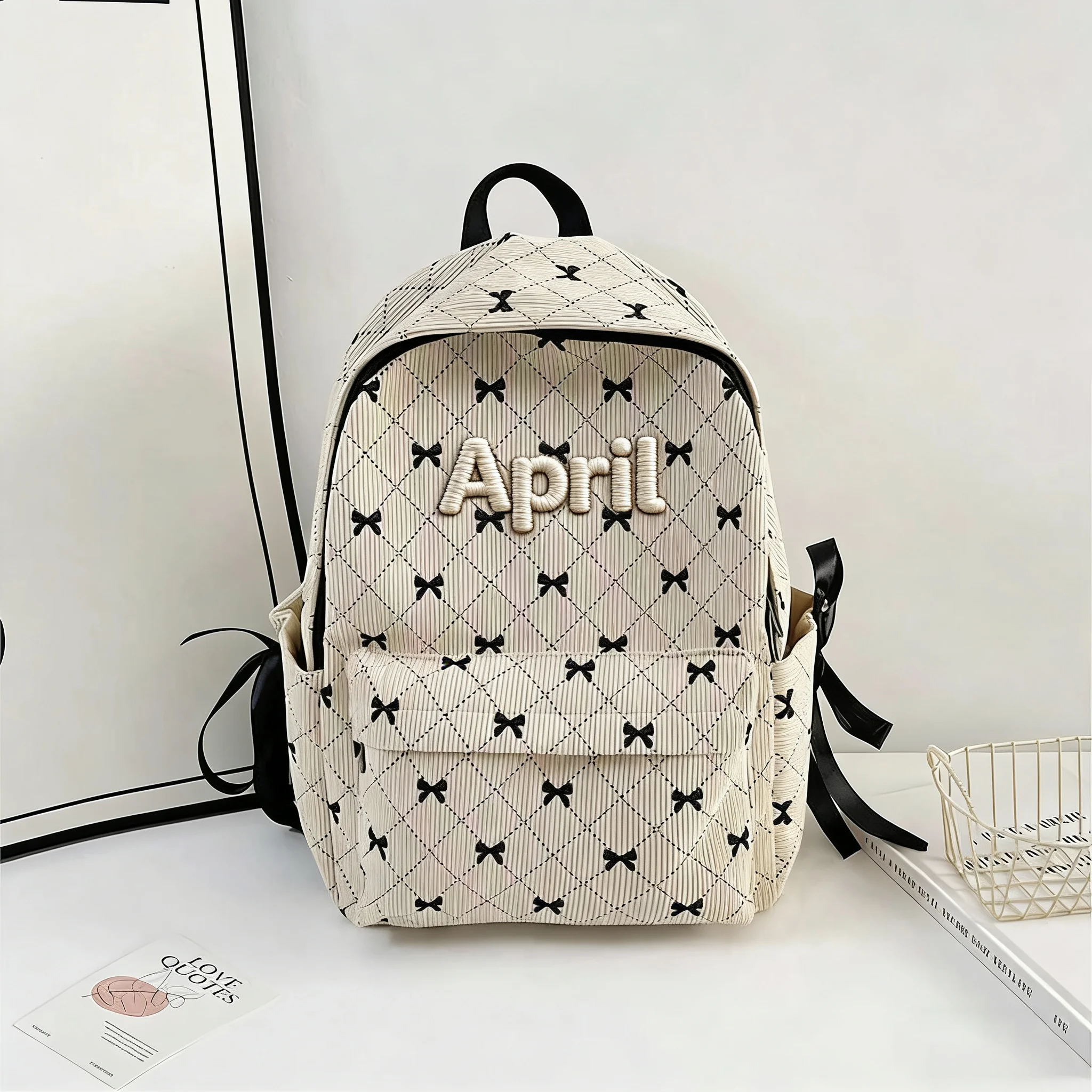 Embroidered Name Backpack Customized Text Cute Large Capacity Casual Fashion School Bag for Students Women's Personalized Gifts