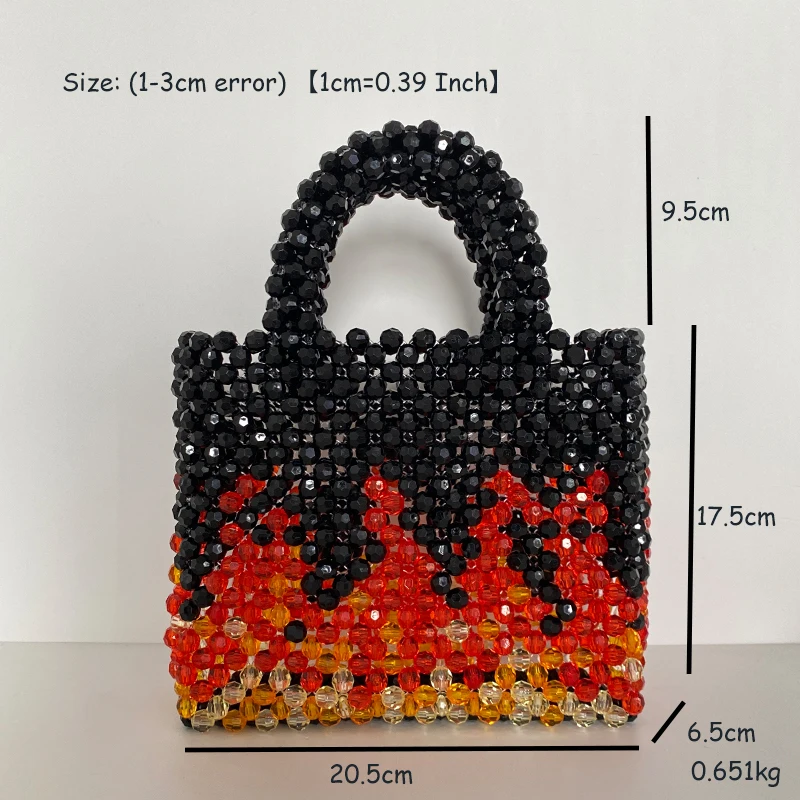 Crystal Bead Purse Luxury Handbags Fire Print Tote Hot Women Bags Marginal Gift for Her Red Ladies Party Banquet Wedding