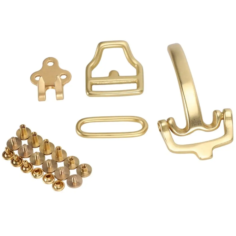 Solid Brass Belt Buckle Set Assorted Sizes D-Shaped Design Brass Buckle Hardware Multi-Purpose Use Metal Belt Buckles