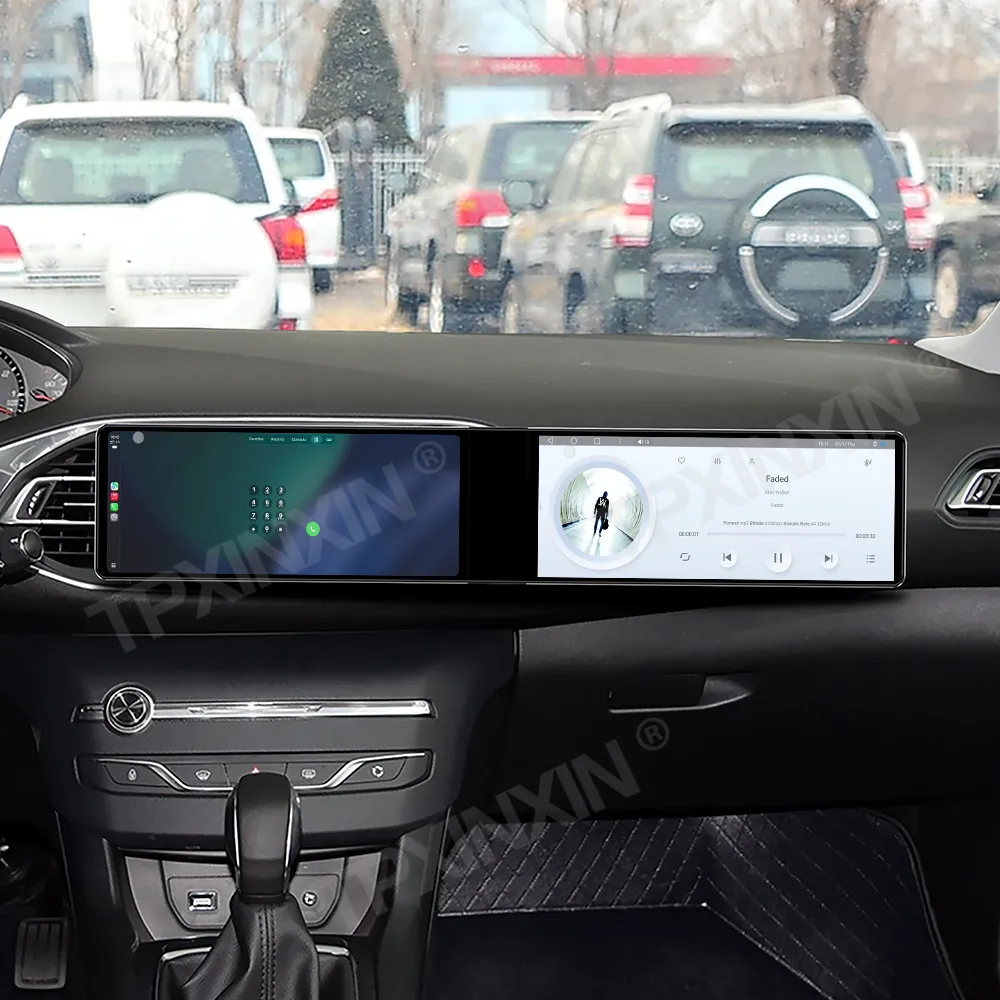 

24,6-дюймовый автомобильный радиоприемник с двумя экранами для Peugeot 308S 2015-2018, Carplay, Android Auto, GPS-навигация, мультимедийный проигрыватель, стереосистема, видеорегистратор