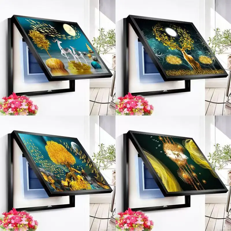 

40x30cm Modern Luxury Deer Electric Meter Box Shading Painting, Weak Current Box Shading Painting, Distribution Box Decoration