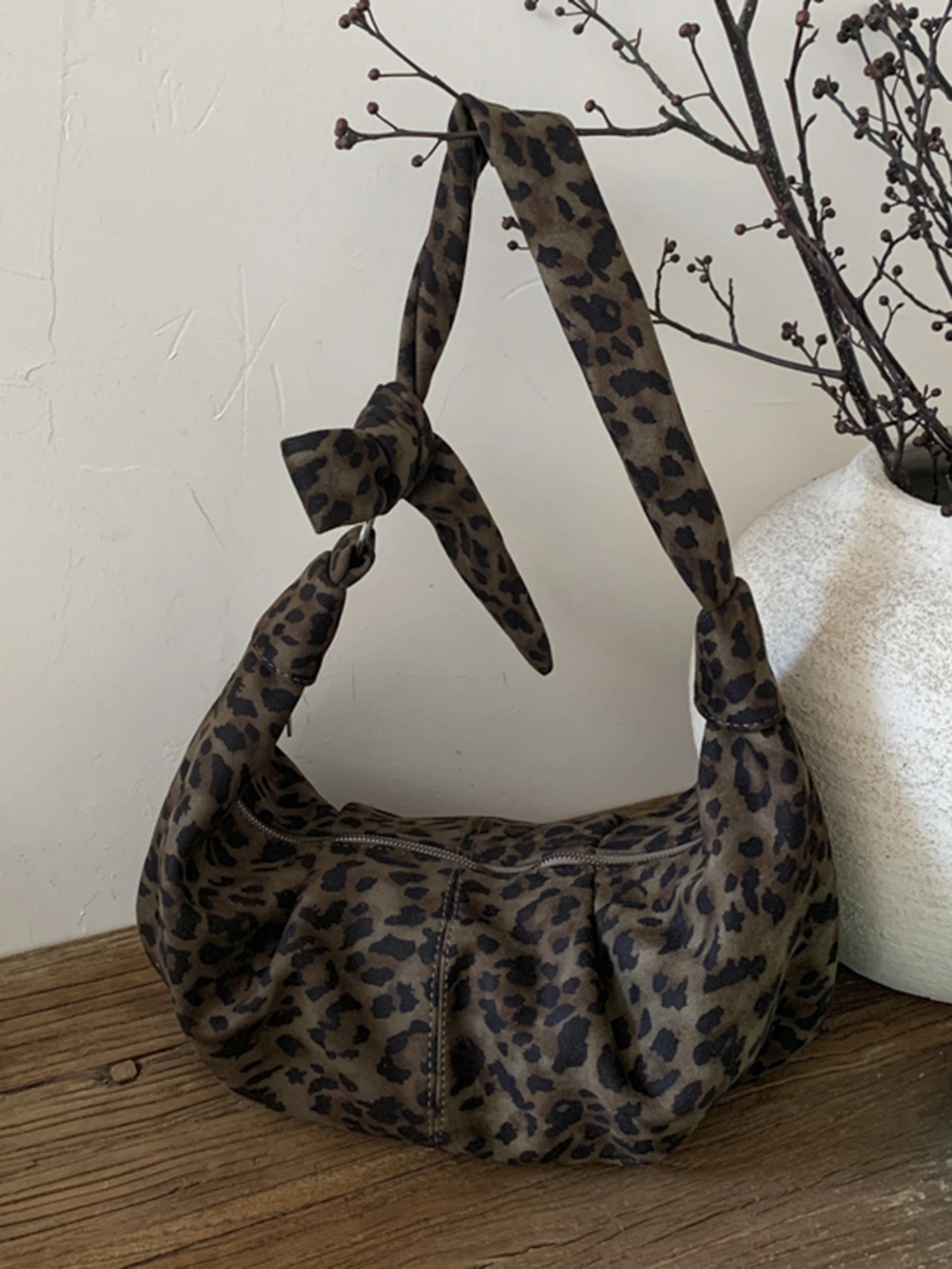 فو الجلد المدبوغ ليوبارد حقيبة للنساء خريف شتاء جديد الكورية نمط سستة سعة كبيرة حقائب كروسبودي خمر المتخصصة حقيبة تحت الإبط