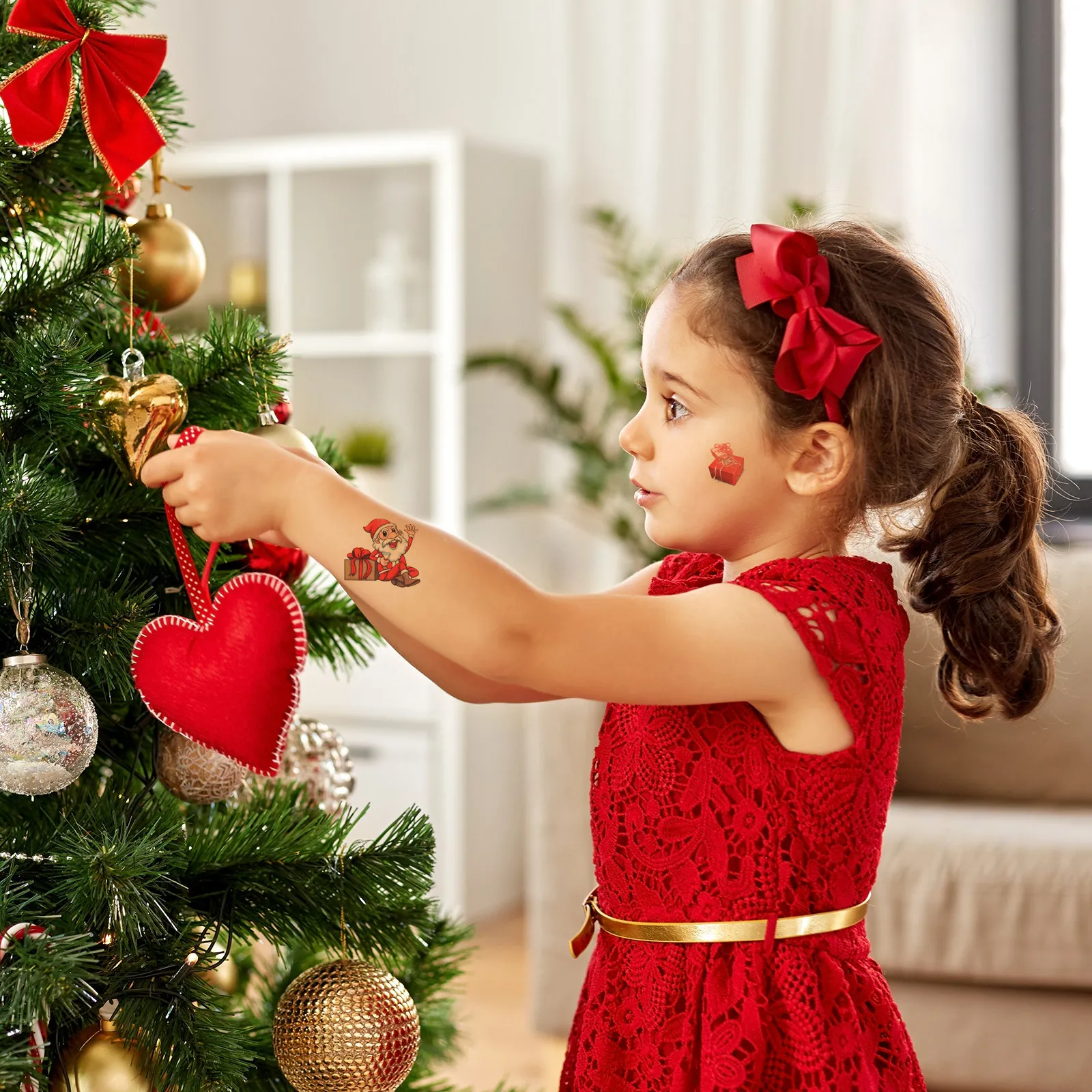 

40 Sheets Kids Christmas Party Safe Material Body Decals Tattoos Stickers Face H Christmas Tattoos Stickers