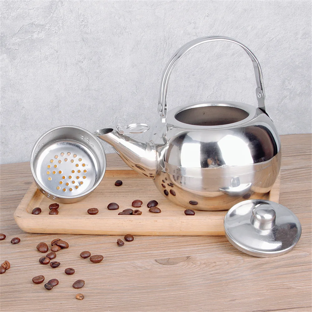 Portable Tea Kettle With Strainer Gas Stove Boiled Kettle Stainless Steel Teapot Whistling Kettle Large Capacity TeaKettle