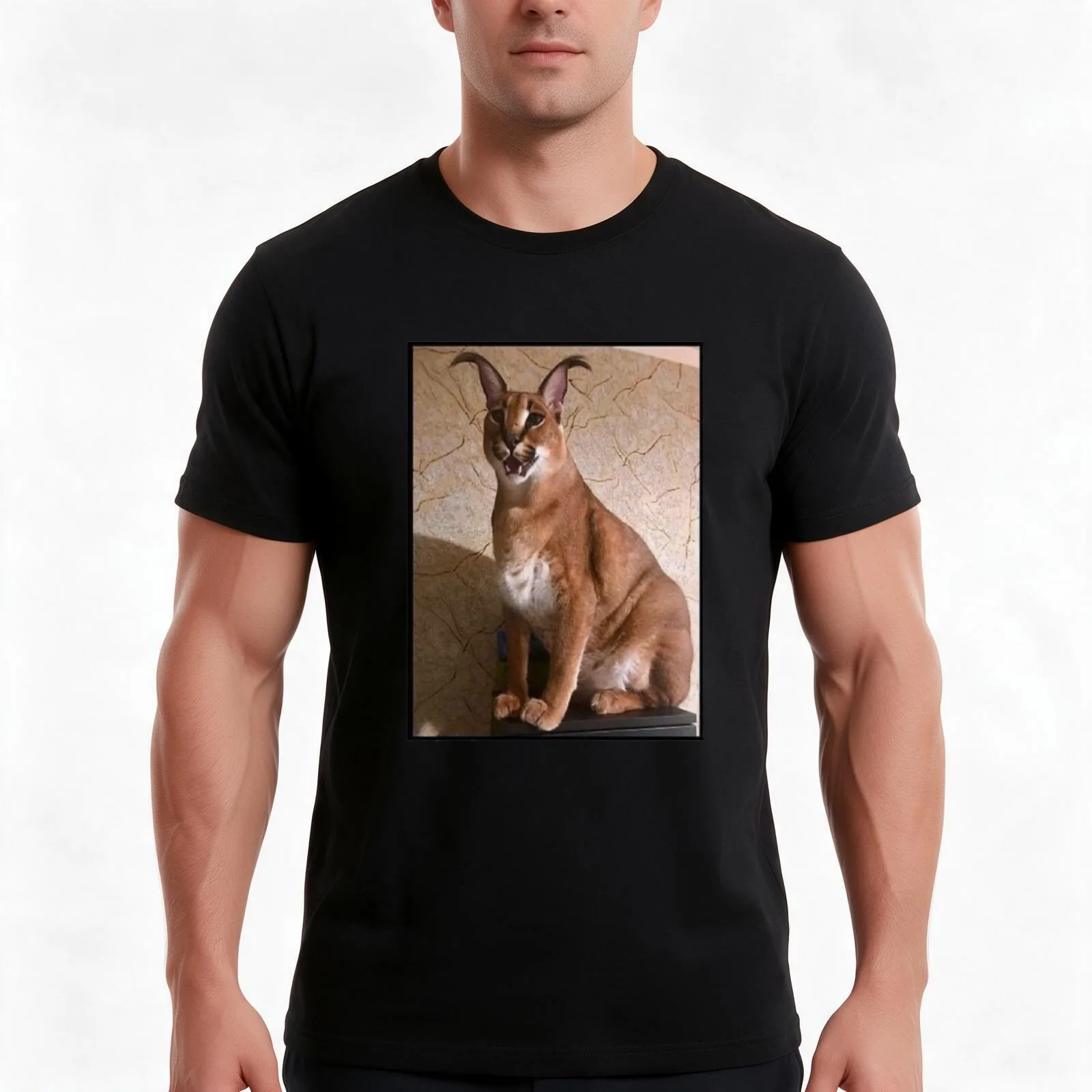 funny big floppa cool cat meme funny cat T-Shirt Summer Casual Cotton Tee Oversized Streetwear Tops Vintage Graphic Print