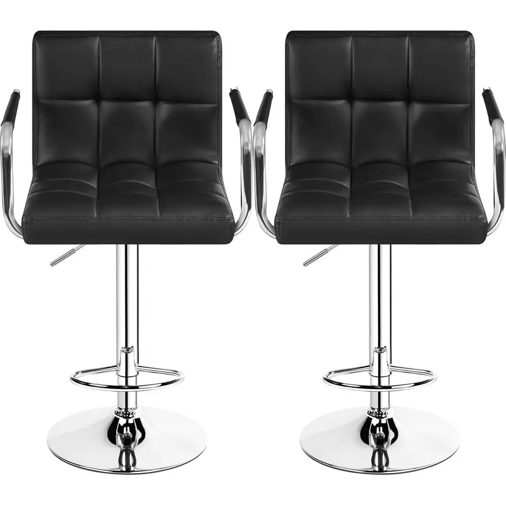 

Swivel Leather Bar Stools with Adjustable Height, Backrest, and Footrest, Set of 2