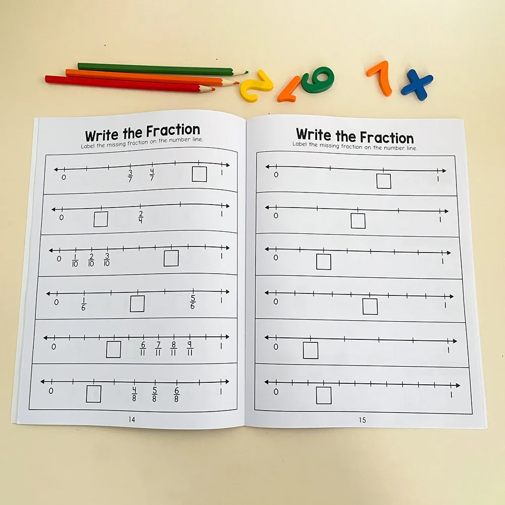 Pecahan Dasar Belajar dan Praktek Buku Kerja Fakta Pecahan Alat Bantu Mengajar Guru Grd 3-4 Buku Tes Matematika Sekolah Dasar Montessori