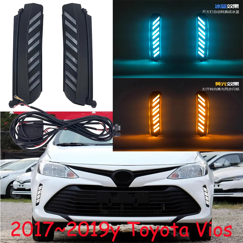 car bumper headlamp for Toyota Vios FS day light 2017~2019y DRL car accessories LED headlamp for vios fog lamp