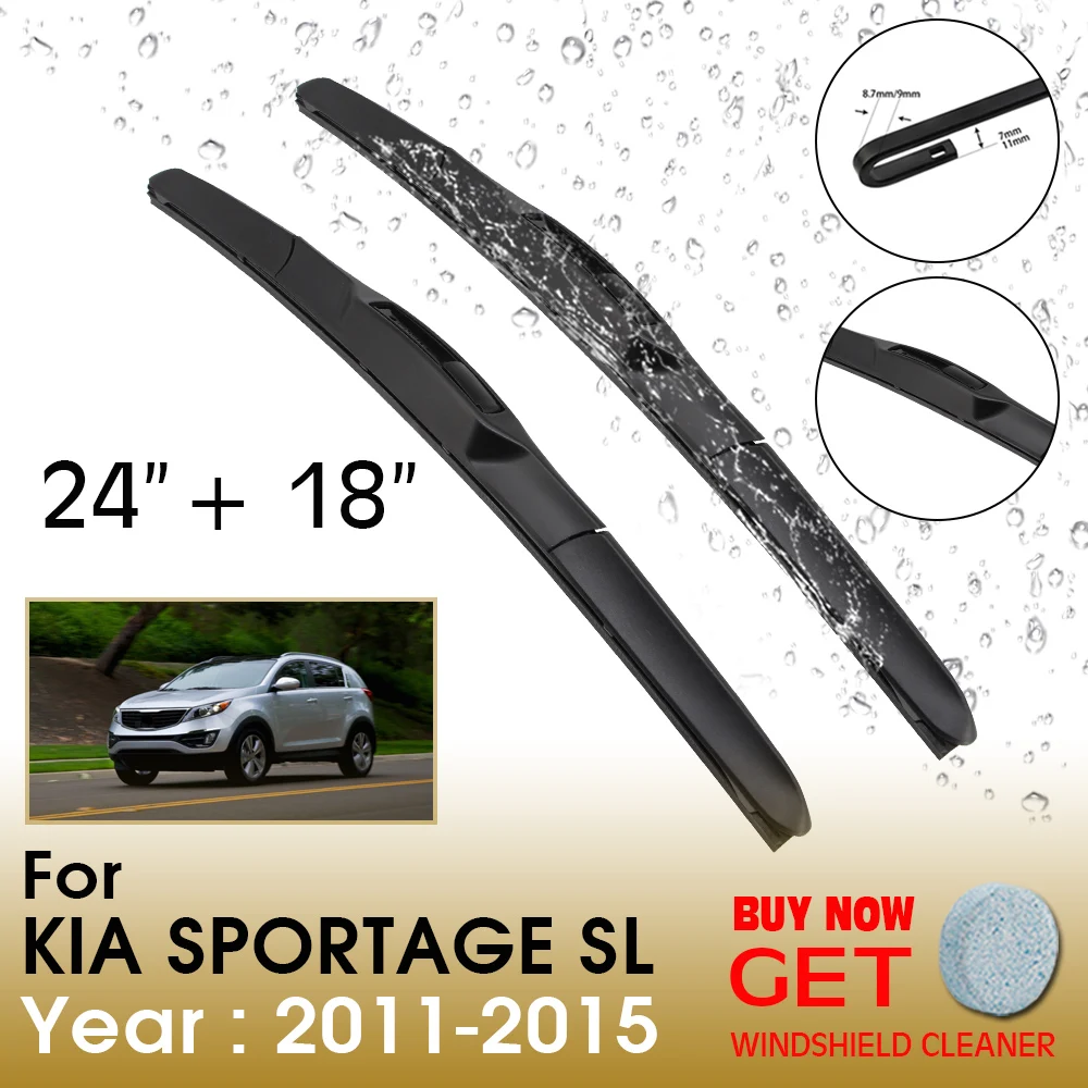 

Car Wiper Blade For KIA SPORTAGE SL 24"+18" 2011-2015 Front Window Washer Windscreen Windshield Wipers Blades Accessories