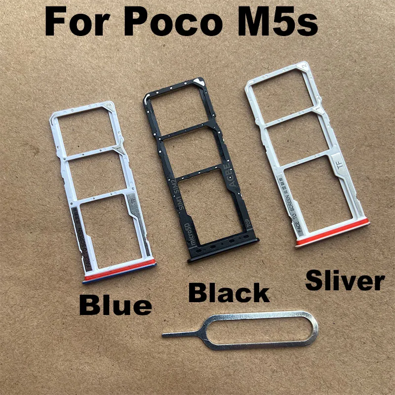 

1PCS For Xiaomi Poco M5s Sim Card Tray Sim Card Holder Slot adapter and Micro SD Tray Holder With Free Eject Pin