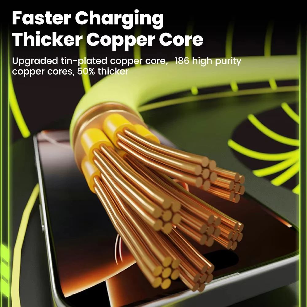 كابل شحن سريع 240 وات 4 في 1 مع سبيكة كيرسيت لهاتف آيفون 17 16 آي باد وسامسونج وشاومي وأجهزة الكمبيوتر اللوحي وكابل USB من النوع C #6