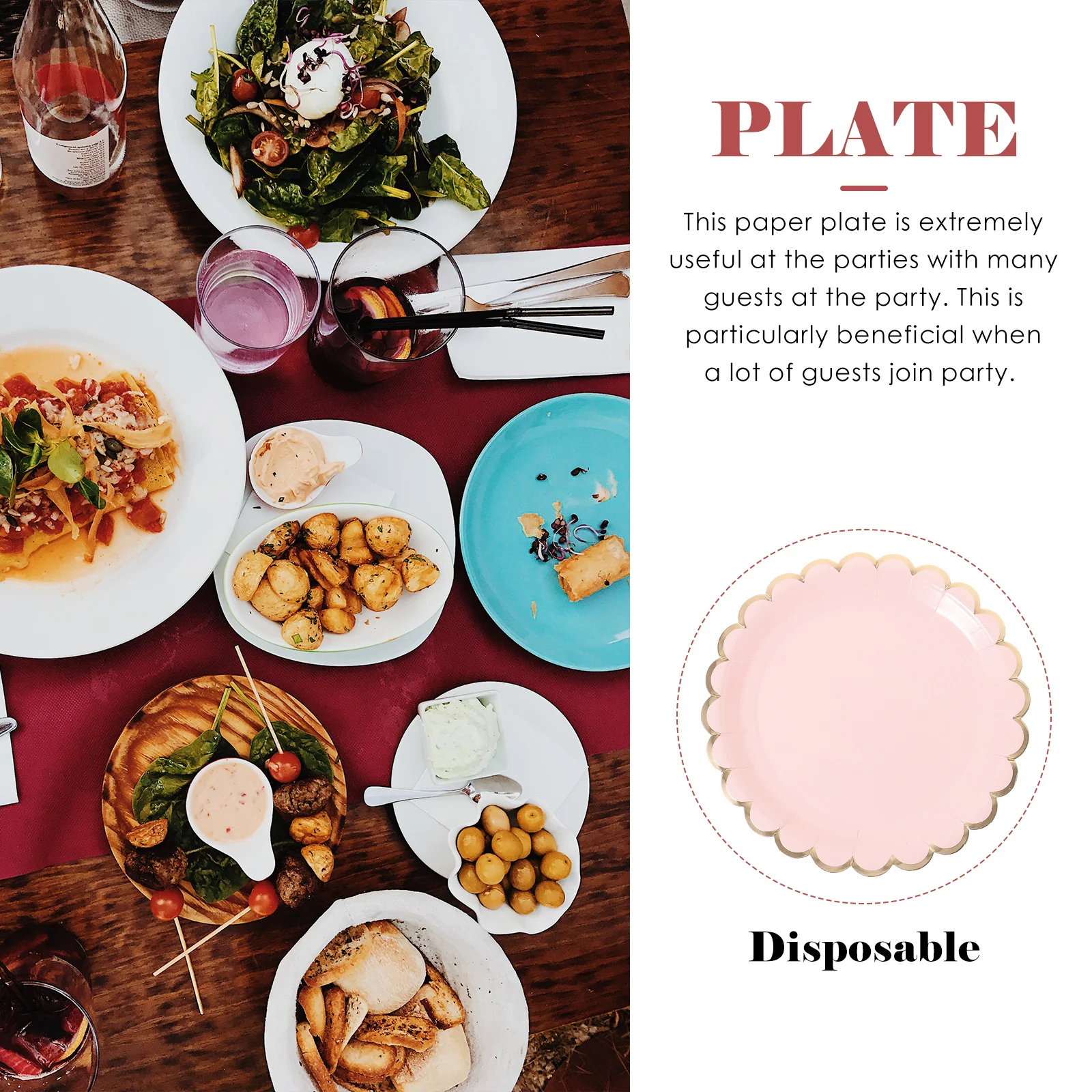 

16Pcs Party Plates Paper Dessert Dishes Multi-Function Dinnerware Festival Gathering Paper Plate Household Cake Plate