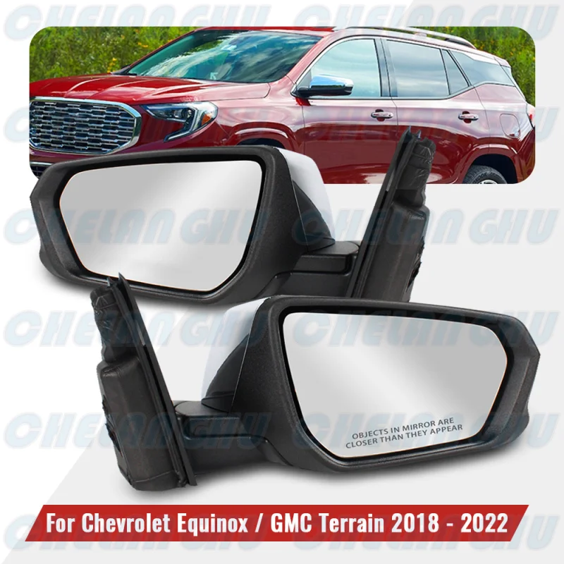 For Chevrolet Equinox/GMC Terrain 2018 2019 2020 2021 2022 1 Pair 5 Pins Chromium Mirror Assembly With Heated Power Adjust