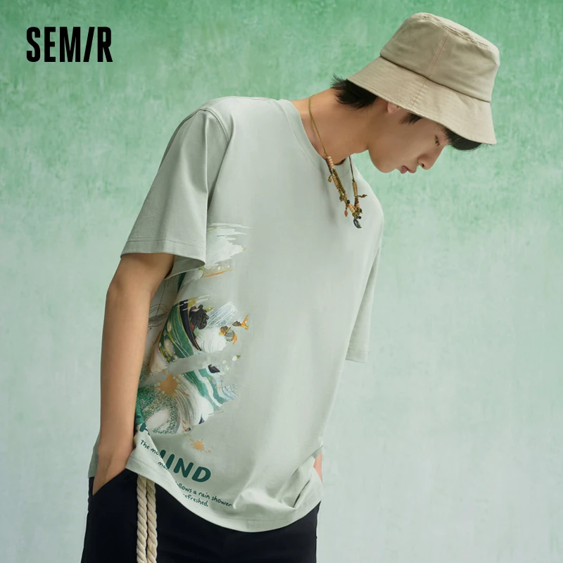 Semir Short Sleeve T Shirt Men 2023 Summer New Loose China-Chic Fashion Couple Cotton Tops