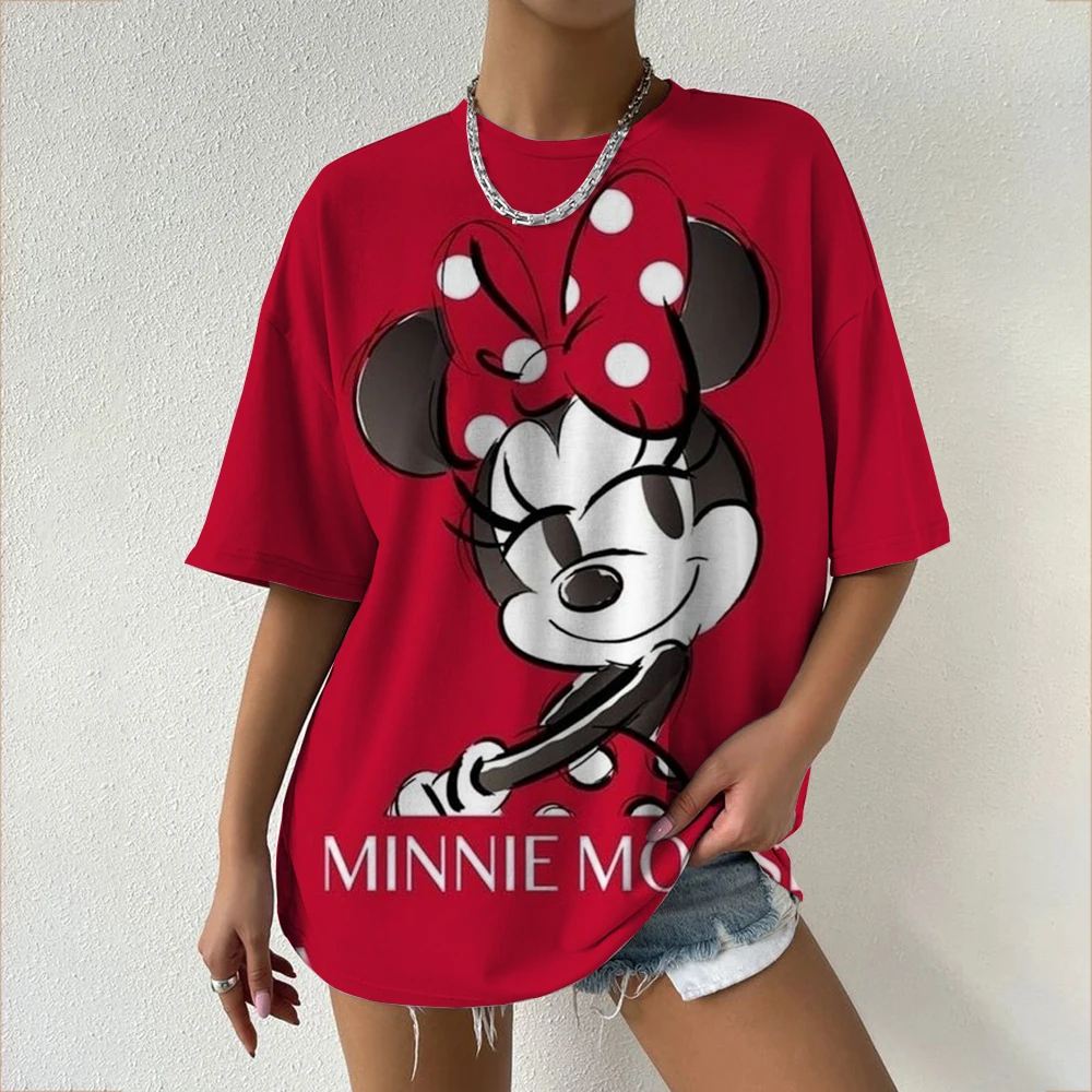 

Disney Mickey Minnie Graphic T-shirt Women Oversized Casual Short Sleeve Tee Summer Y2k Clothes Streetwear Oversized Casual Tops