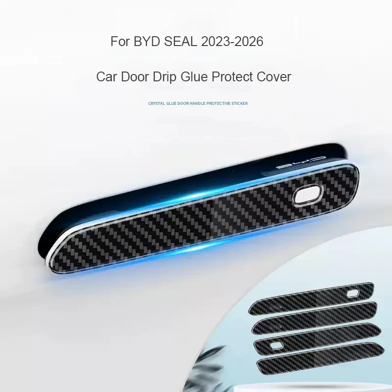4PCS Car Door Drip Glue Handle Cover Anti Scratch Waterproof Durable Auto Exterior Accessories For BYD SEAL 2023-Present