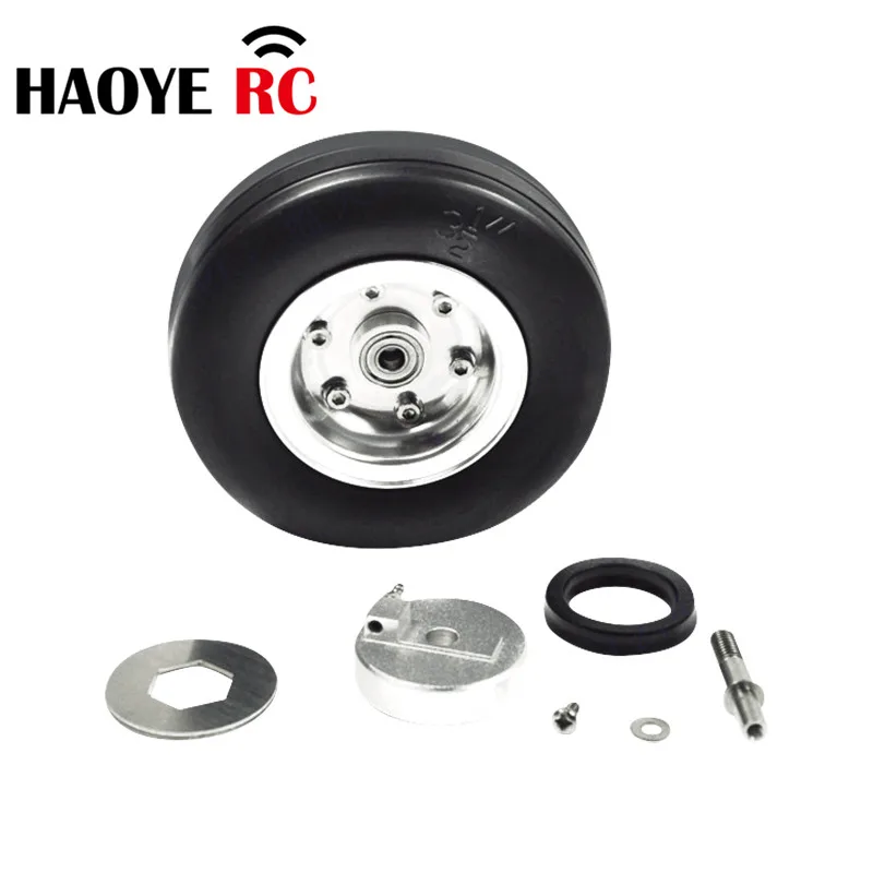 Haoye 1 Pc Aluminum Hub Rubber Wheel With Brake Landing Gear Wheels With Bearing For RC Airplane Replacement Accessory