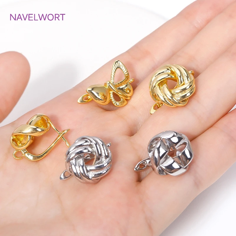 Trendy 18K Gold Plated/Rhodium Twist Round Earrings Clasps Hooks Fasteners For Jewelry Making Handmade DIY Earring Accessories