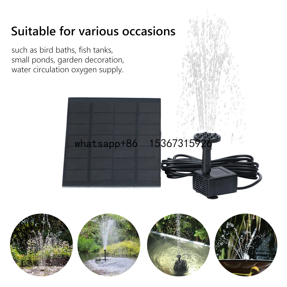 

1.5W DIY Solar Water Fountain Pump with 6 Nozzles DIY Solar Water Pump Kit Energy Saving 200L/H for Outdoor Fish Tank Aquarium