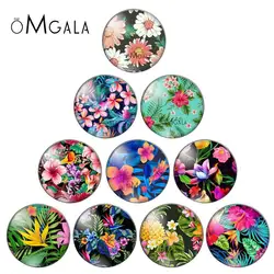 Beauty FlowersColorful flowerpatterns 10pcs 12mm/18mm/20mm/25mm Round photo glasscabochon demo flat back Making findings