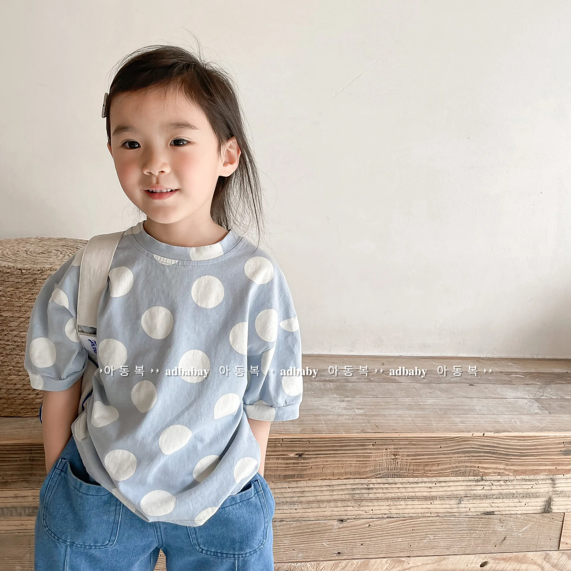 2026 Fashion Dot T-Shirts Children's Clothing Summer Korean Version Linen Cotton Short Sleeved T-shirt for Girls Boys Base Shirt