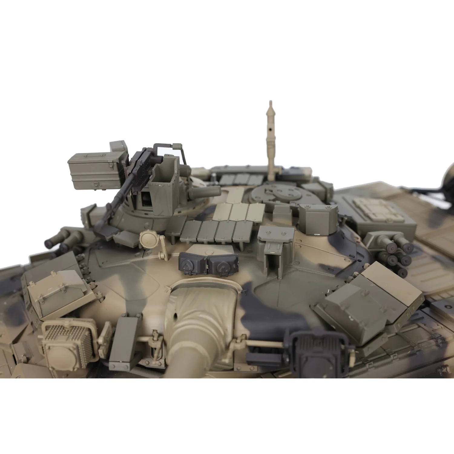 Heng Long 1/16 7.0 Plastic Rusland T90 Rtr Rc Tank 3938 W/ 360 ° Torentje Rode Ogen Geschilderd Geel licht Bb Pellet Rook TH17844-SMT4