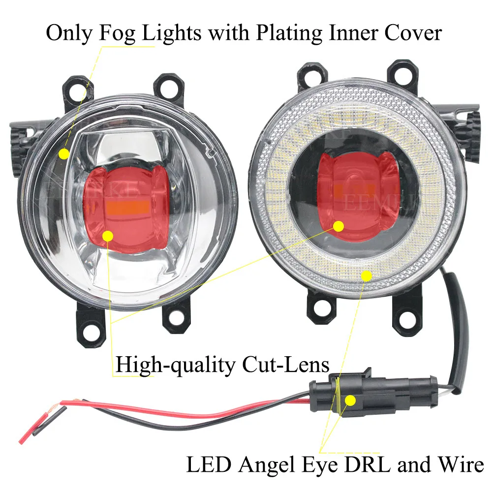 2-Pcs Led Fog Lights Assembly for Toyota Aygo X 2021 2022 2023 DRL Angel Eyes Fog Daytime Running Lamp w/ Lens Car Accessories