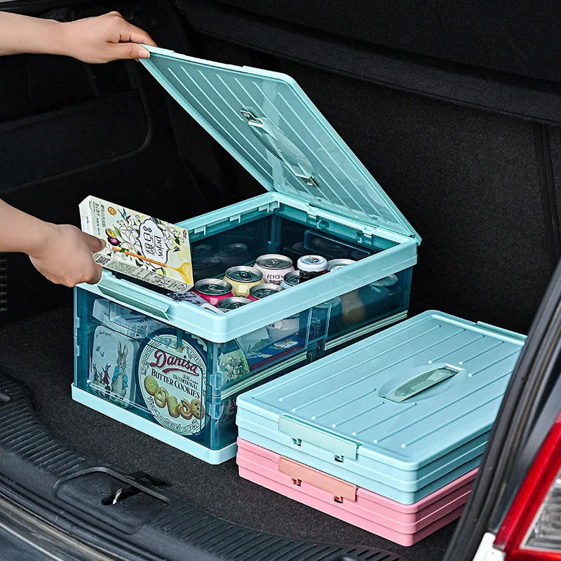 

Transparent Foldable Car Trunk Storage Box, Plastic Finishing Basket