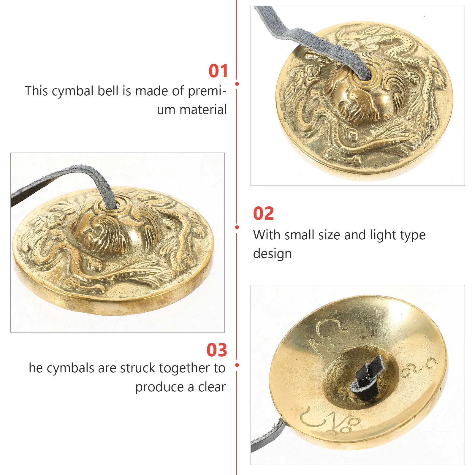 

Pure Copper Cymbal Bell for Yoga Meditation Handmade Durable Musical Instrument Small Size Light Design Sound Healing Practices