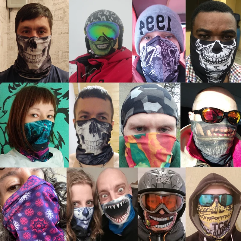 Skull Seamless Face Mask Scarf Head Wraps Women Men Outdoor Running Cycling Sun Neck Gaiter Balaclava Multifunction Tube Bandana