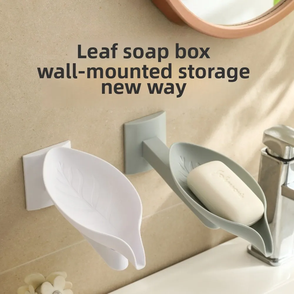 

Soap Holder New Leaf Shape Soap Box with Drain Holder Waterproof Bathroom Toilet Laundry Storage Tray Organizer Accessories