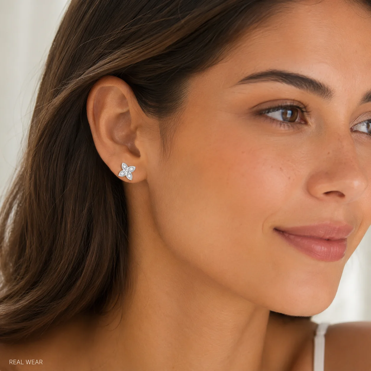 LongZhe S925 Silver Moissanite Four Leaf Clover Stud Earrings 0.8CT 3mm D Color Diamond Tester Passed Women Gift Fine Jewelry