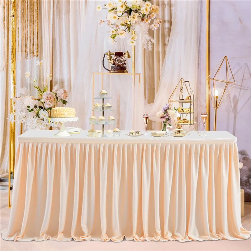 Falda plisada de mesa para fiesta de cumpleaños, mantel de postre, cubierta de mesa festiva de boda, rodapiés para Baby Shower, Decoración de mesa de Hotel en casa