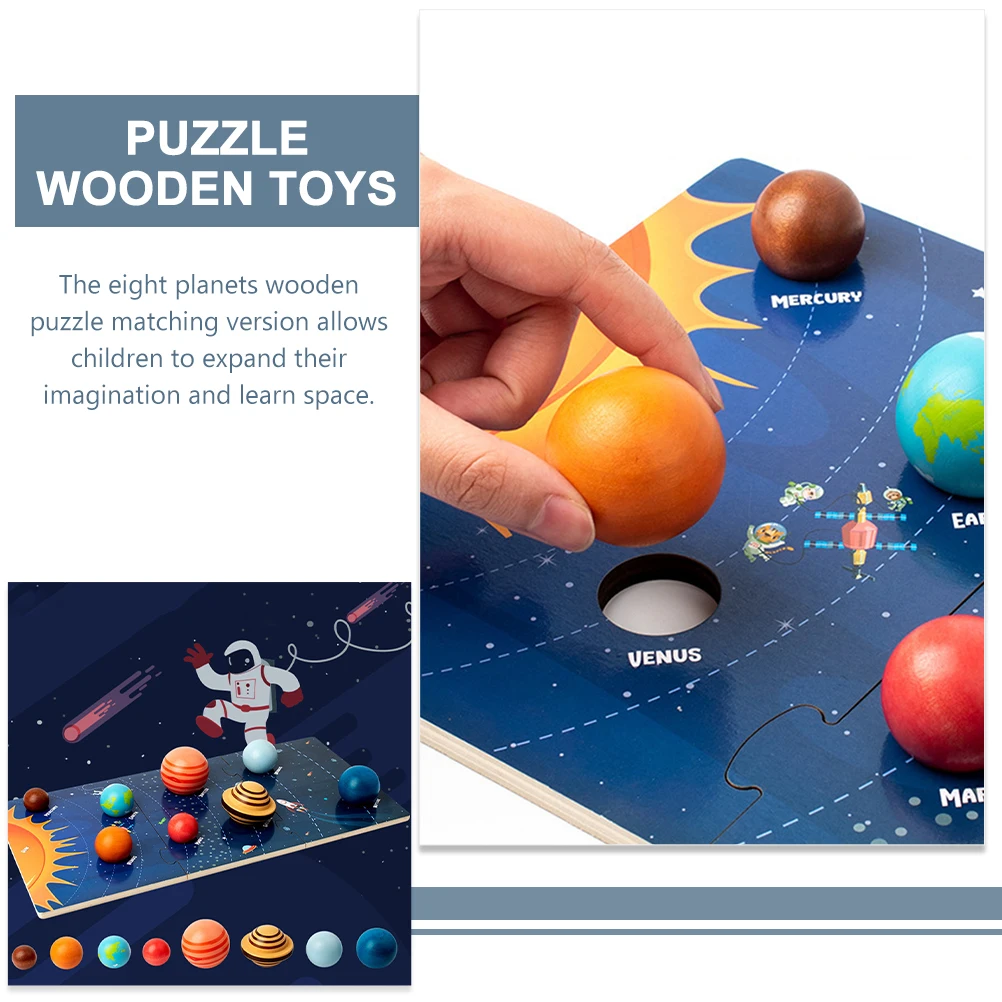 

1 Set Educational Space Toy Wooden Planets Puzzle Match Game For Children Learning Activities