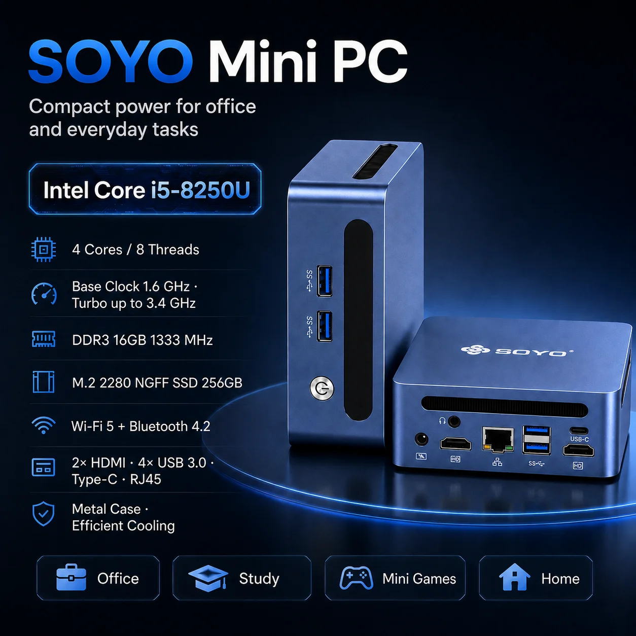 Mini PC Soyo Y5 Pro2 Intel i5 16GB SSD